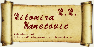Milomira Manetović vizit kartica